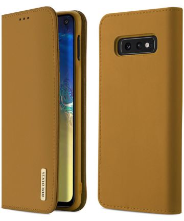 Dux Ducis Luxe Book Case Samsung Galaxy S10E Hoesje Echt Leer Khaki Hoesjes