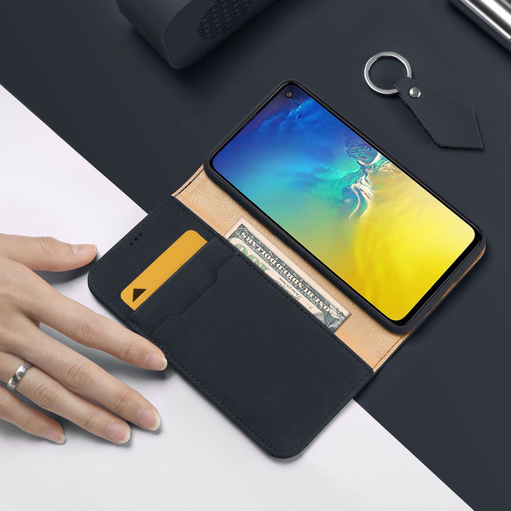 Dux Ducis Luxe Book Case Samsung Galaxy S10E Hoesje Echt Leer Blauw afbeelding 2