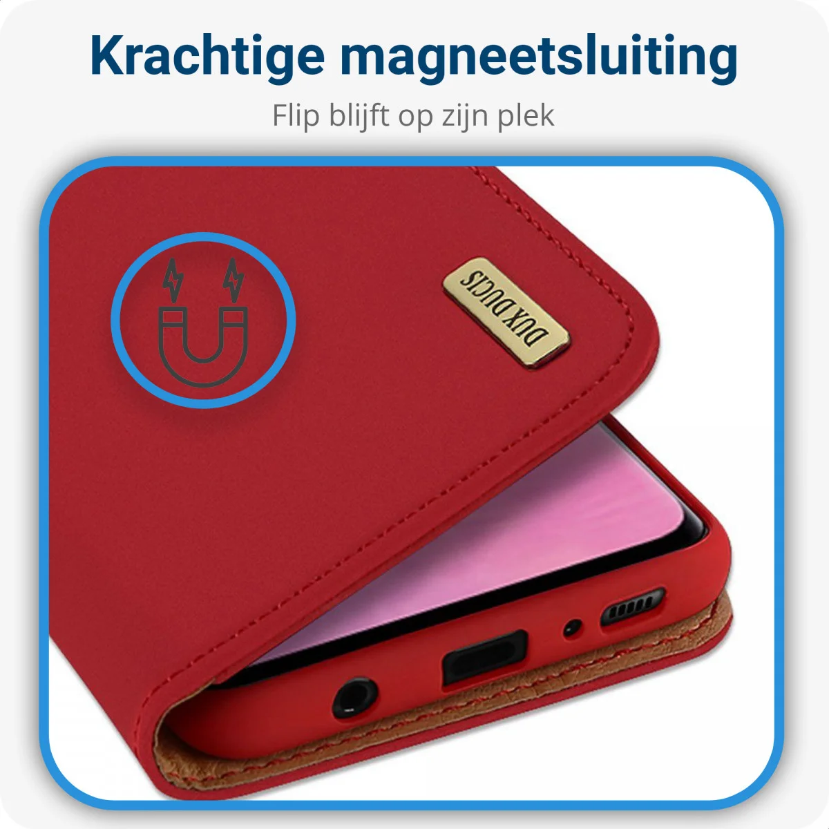 Dux Ducis Luxe Bookcase Samsung Galaxy S10 Plus Hoesje Echt Leer Rood afbeelding 6