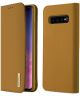 Dux Ducis Luxe Bookcase Samsung Galaxy S10 Plus Hoesje Echt Leer Khaki