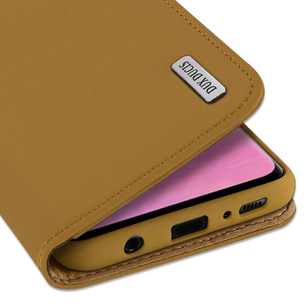 Dux Ducis Luxe Bookcase Samsung Galaxy S10 Plus Hoesje Echt Leer Khaki afbeelding 4