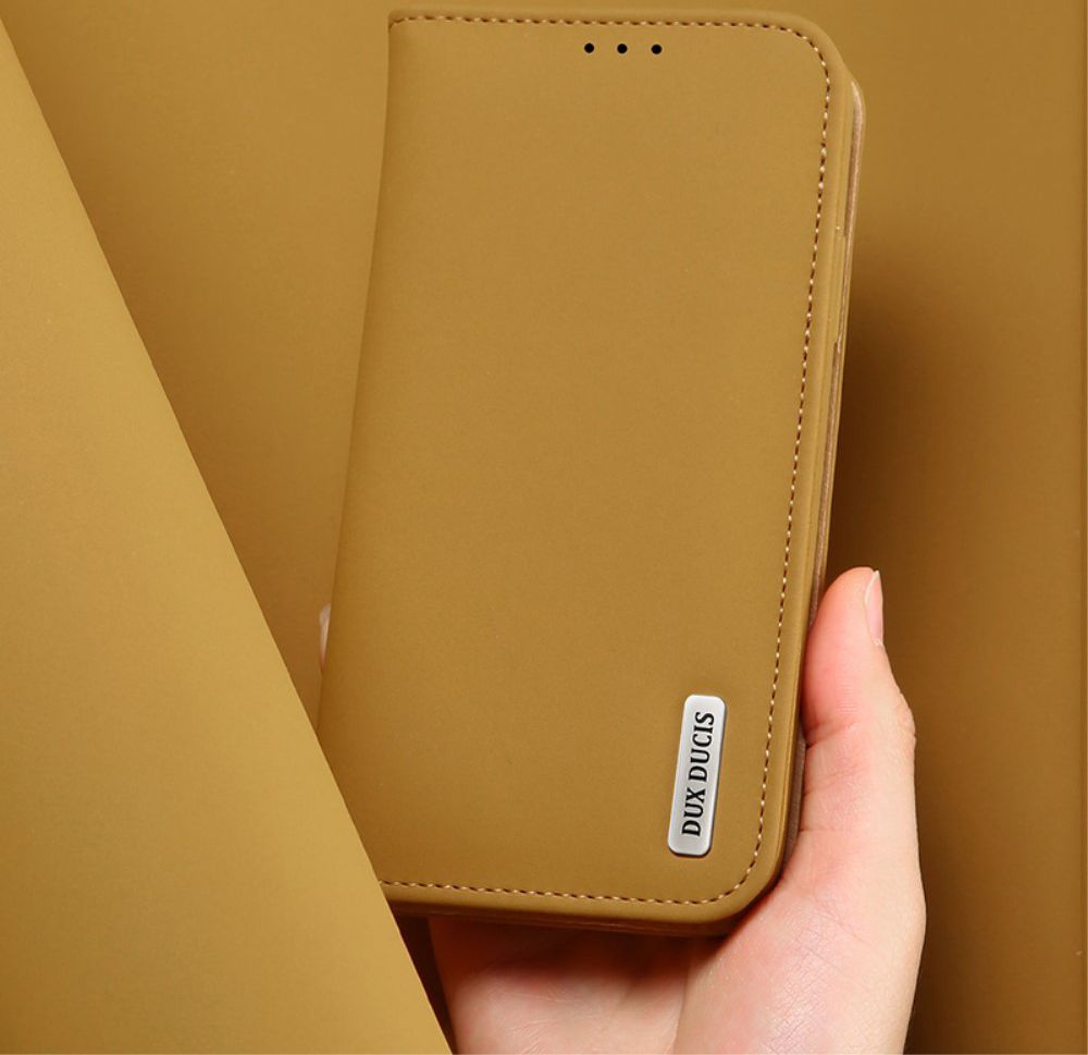 Dux Ducis Luxe Bookcase Samsung Galaxy S10 Plus Hoesje Echt Leer Khaki afbeelding 5