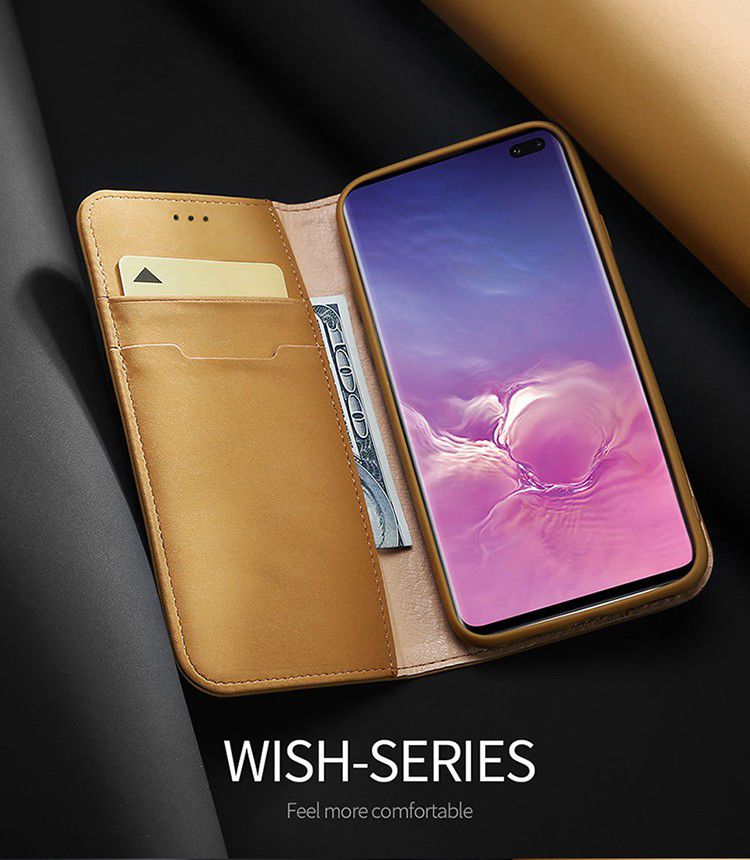 Dux Ducis Luxe Bookcase Samsung Galaxy S10 Plus Hoesje Echt Leer Khaki afbeelding 6