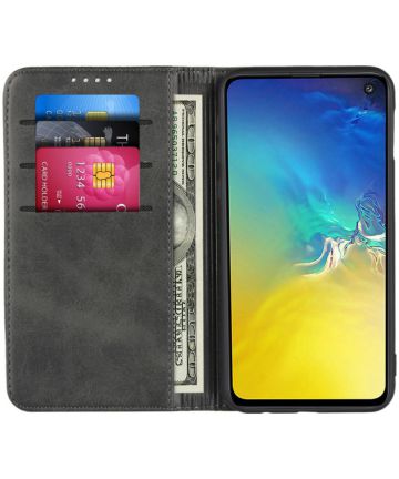 Samsung Galaxy S10E Lederen Wallet Stand Hoesje Zwart Hoesjes