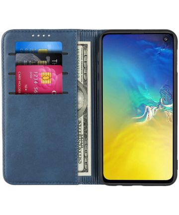 Samsung Galaxy S10E Lederen Wallet Stand Hoesje Blauw Hoesjes