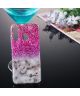 Huawei P30 Lite TPU Hoesje met Marmer Opdruk Roze Glitter