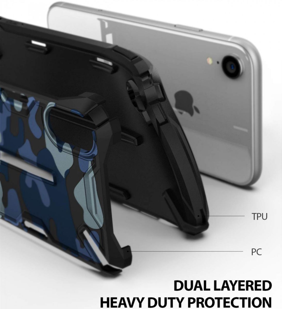 Ringke Dual X Apple iPhone XR Hoesje Camo Blauw afbeelding 4