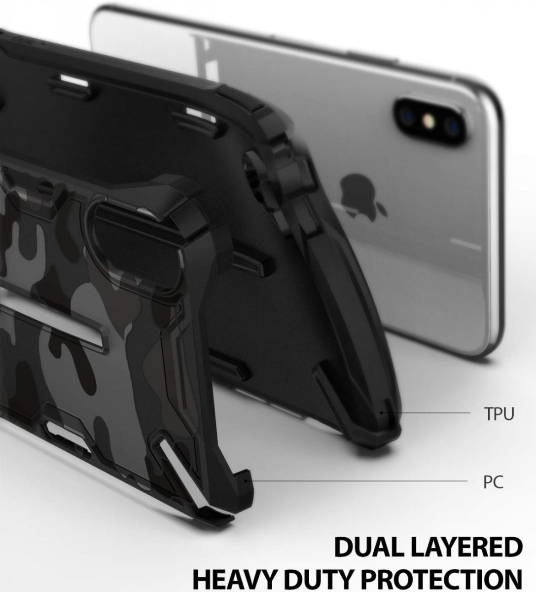 Ringke Dual X Apple iPhone XS Max Hoesje Camo Zwart afbeelding 3