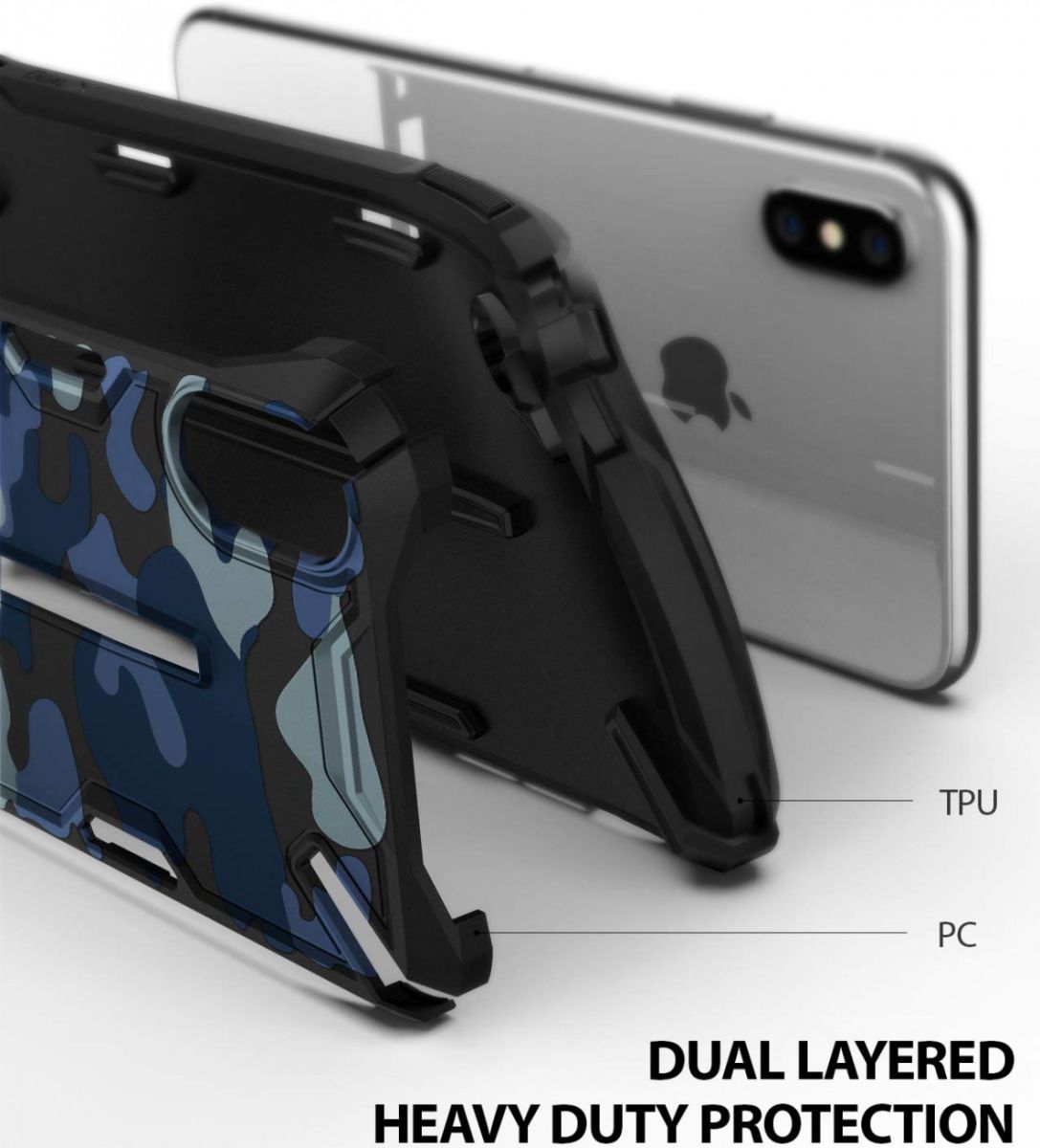 Ringke Dual X Apple iPhone XS Max Hoesje Camo Blauw afbeelding 4