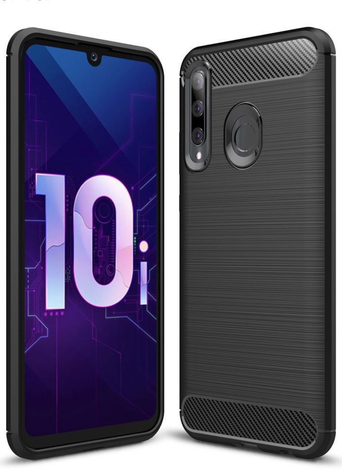 Huawei P Smart Plus (2019) Geborsteld TPU Hoesje Zwart afbeelding 1