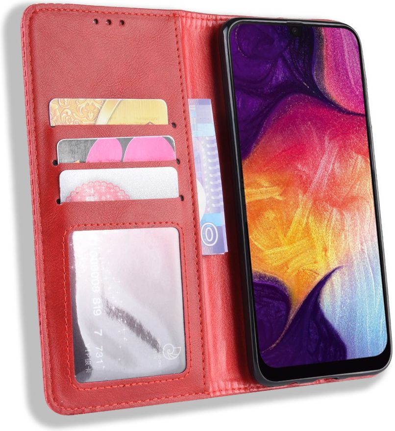 Samsung Galaxy A70 Vintage Portemonnee Hoesje Rood afbeelding 1
