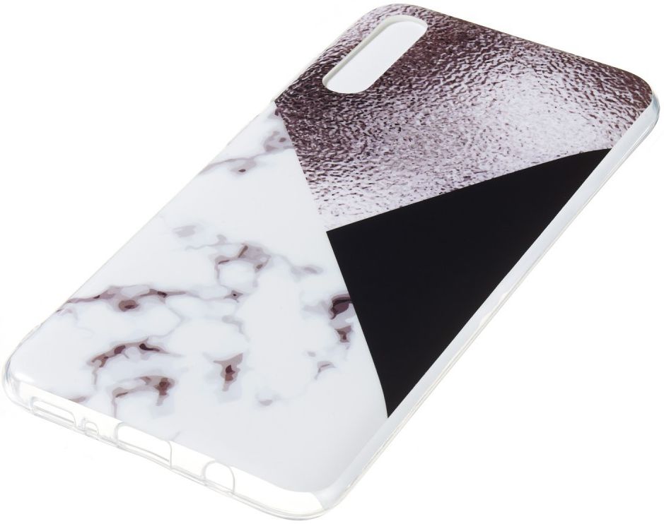 Samsung Galaxy A70 TPU Hoesje met Marmer Opdruk Bruin afbeelding 2