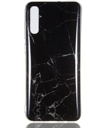 Samsung Galaxy A70 TPU Back Cover met Marmer Print Zwart Hoesjes