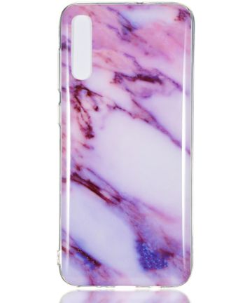 Samsung Galaxy A70 TPU Back Cover met Marmer Print Roze Paars Hoesjes