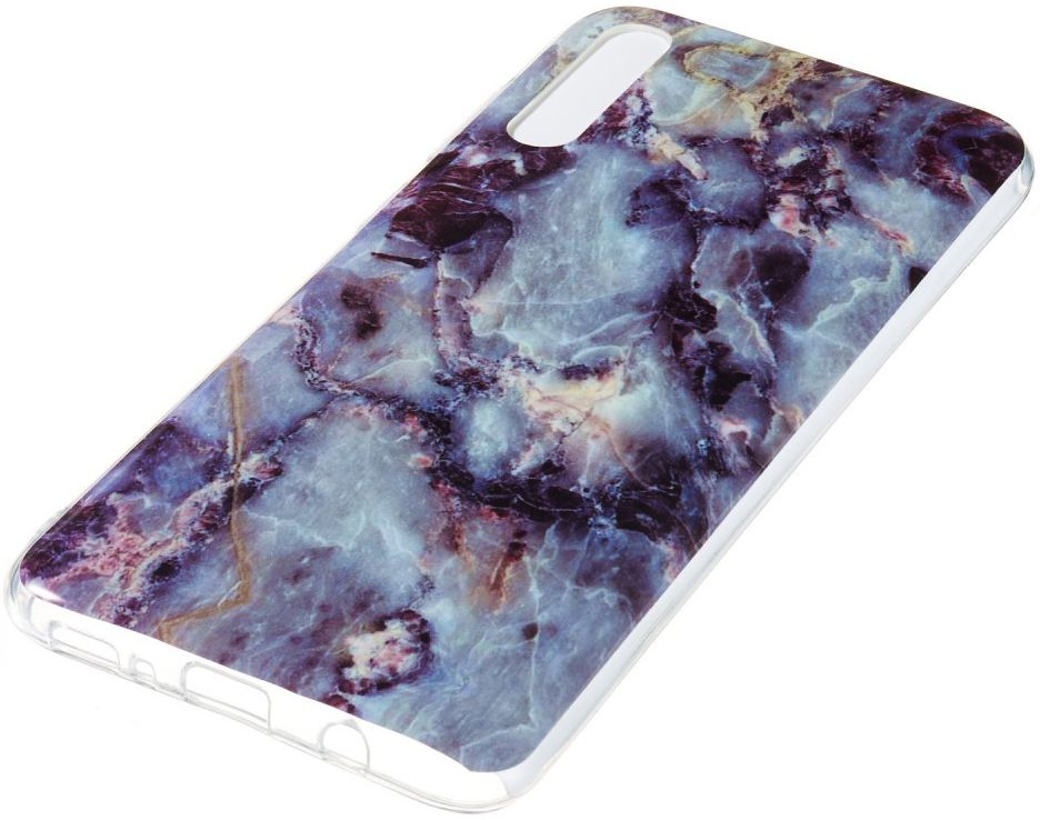 Samsung Galaxy A70 TPU Back Cover met Marmer Print Blauw Paars afbeelding 2