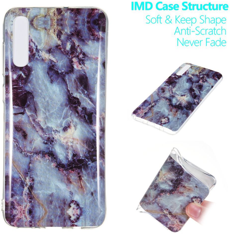 Samsung Galaxy A70 TPU Back Cover met Marmer Print Blauw Paars afbeelding 5