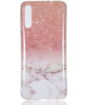 Samsung Galaxy A70 TPU Back Cover met Marmer Print Roze Hoesjes