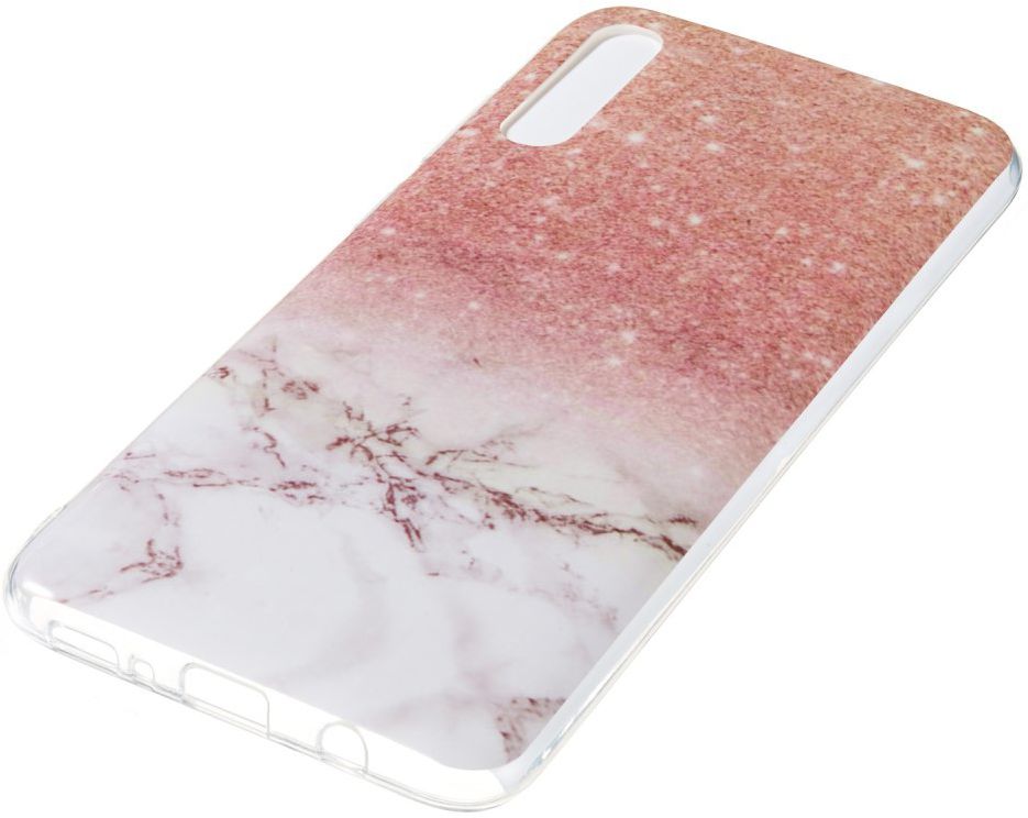 Samsung Galaxy A70 TPU Back Cover met Marmer Print Roze afbeelding 2