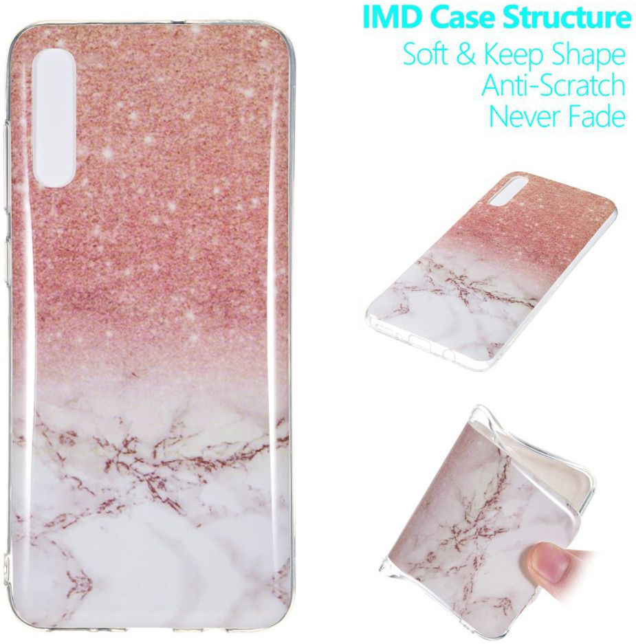 Samsung Galaxy A70 TPU Back Cover met Marmer Print Roze afbeelding 3
