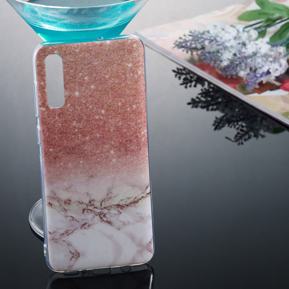 Samsung Galaxy A70 TPU Back Cover met Marmer Print Roze afbeelding 5