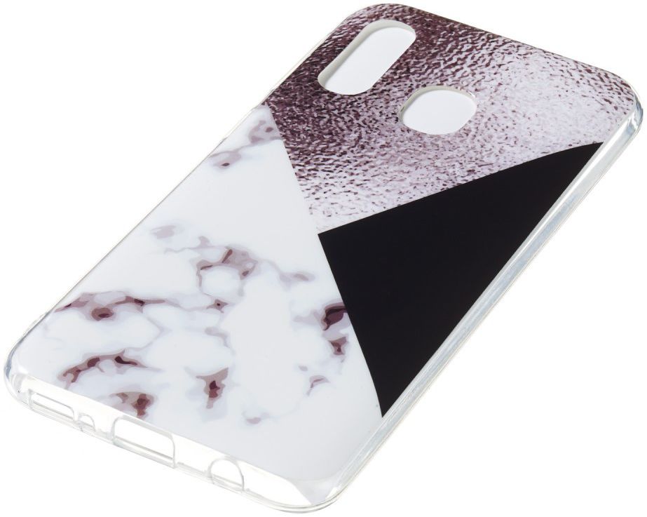 Samsung Galaxy A40 TPU Hoesje met Marmer Opdruk Bruin afbeelding 2