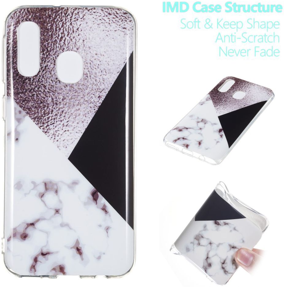 Samsung Galaxy A40 TPU Hoesje met Marmer Opdruk Bruin afbeelding 3