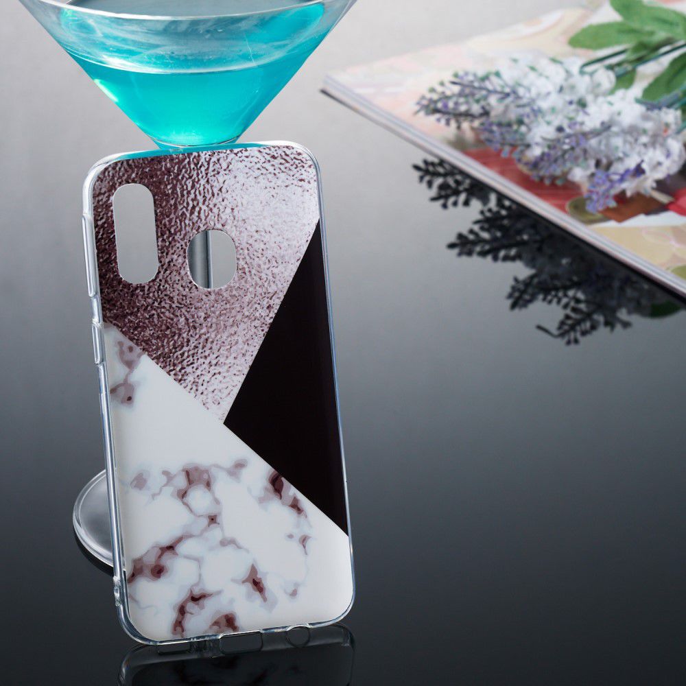 Samsung Galaxy A40 TPU Hoesje met Marmer Opdruk Bruin afbeelding 5