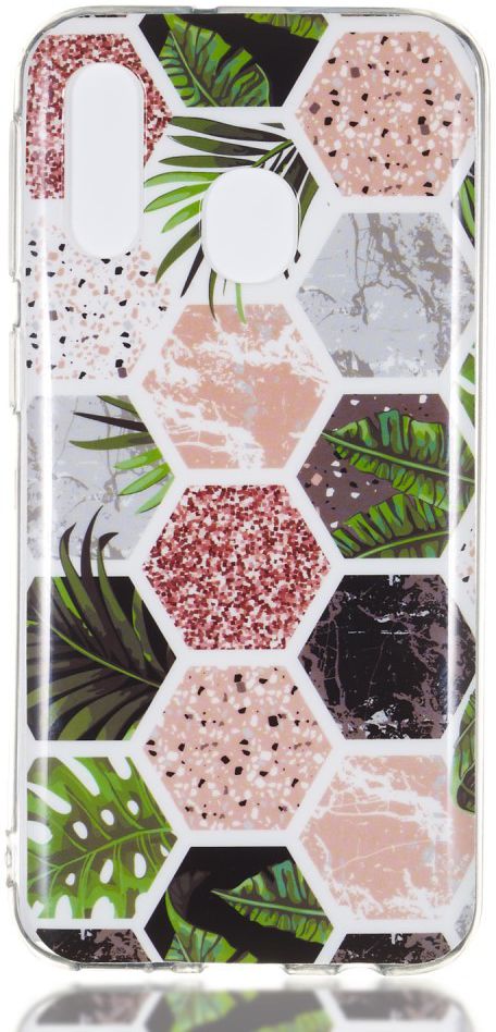 Samsung Galaxy A40 TPU Hoesje met Marmer Opdruk Hexagon afbeelding 1