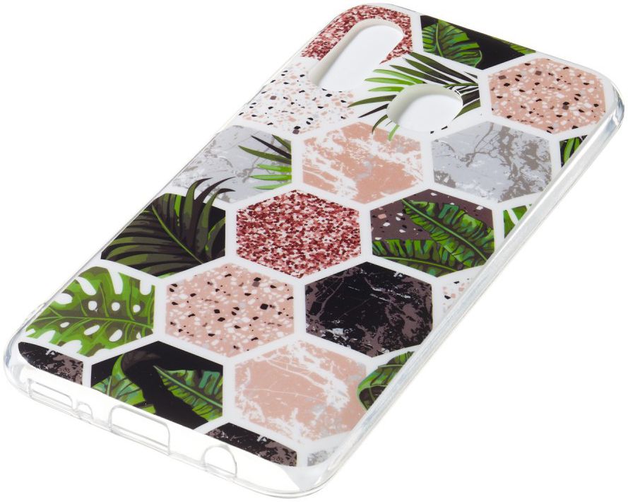 Samsung Galaxy A40 TPU Hoesje met Marmer Opdruk Hexagon afbeelding 2