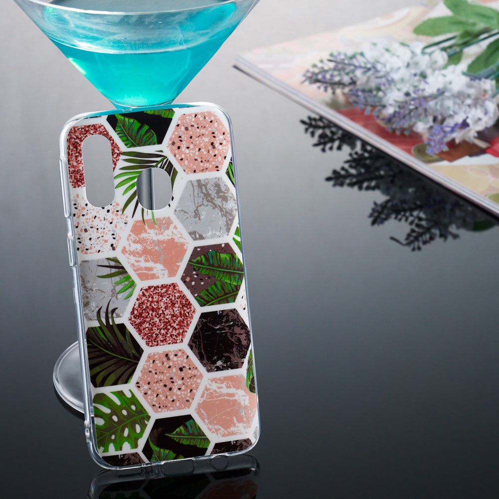Samsung Galaxy A40 TPU Hoesje met Marmer Opdruk Hexagon afbeelding 5