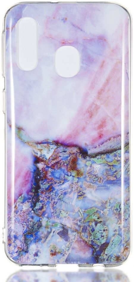 Samsung Galaxy A40 TPU Hoesje met Marmer Opdruk Blauw afbeelding 1