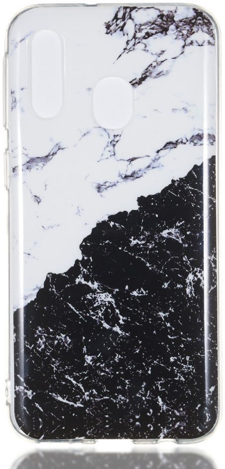 Samsung Galaxy A40 TPU Back Cover met Marmer Print Zwart Wit afbeelding 1