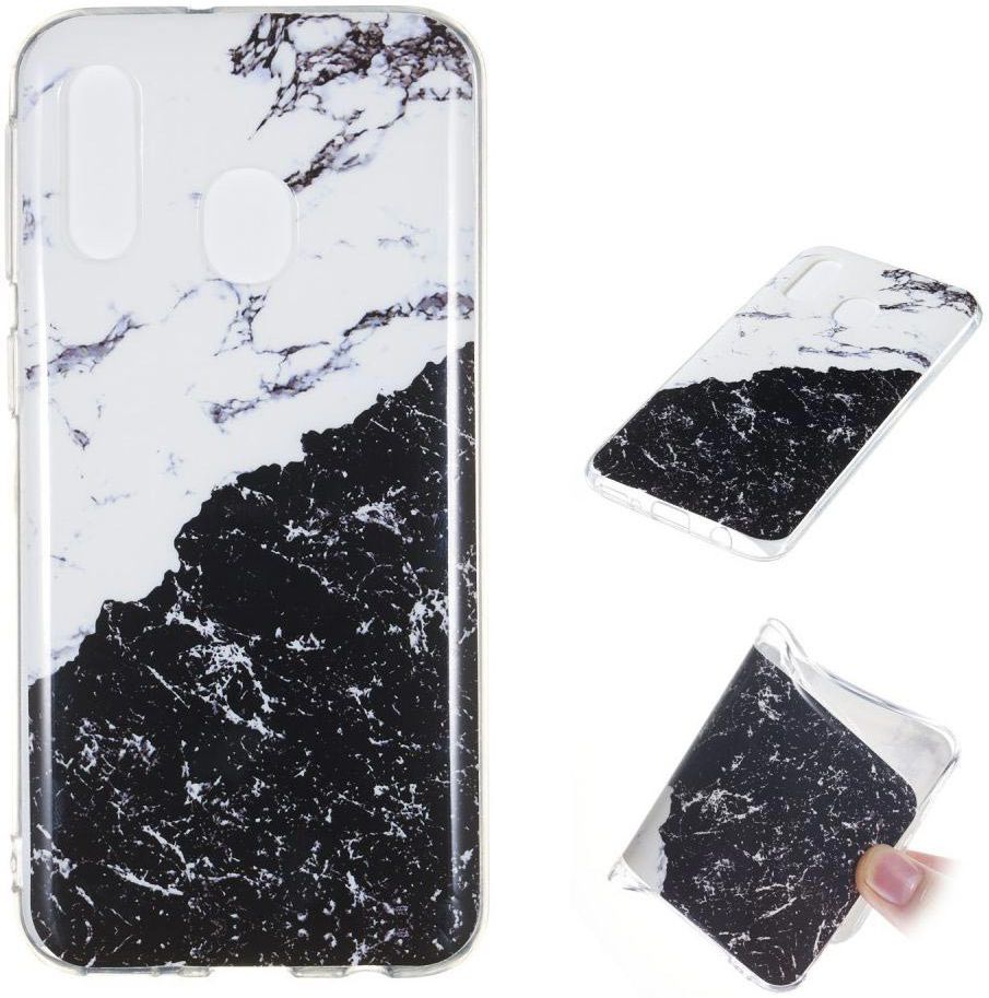 Samsung Galaxy A40 TPU Back Cover met Marmer Print Zwart Wit afbeelding 5