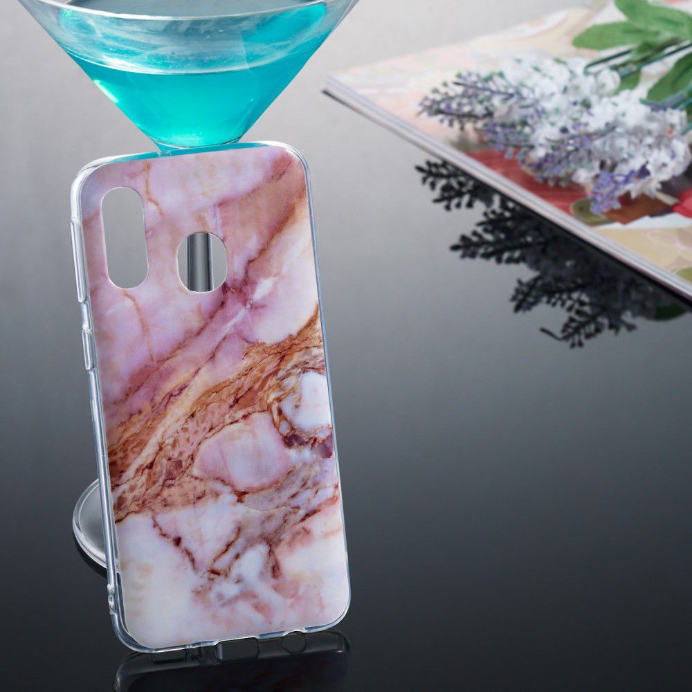 Samsung Galaxy A40 TPU Back Cover met Marmer Print Roze Goud afbeelding 4