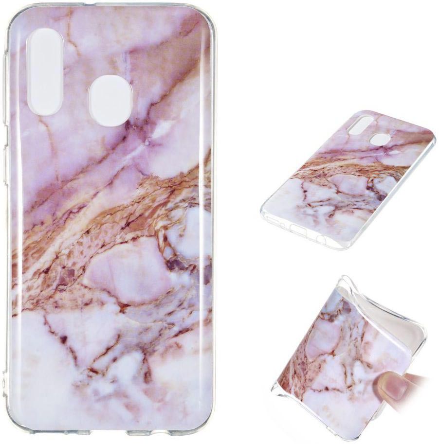 Samsung Galaxy A40 TPU Back Cover met Marmer Print Roze Goud afbeelding 5