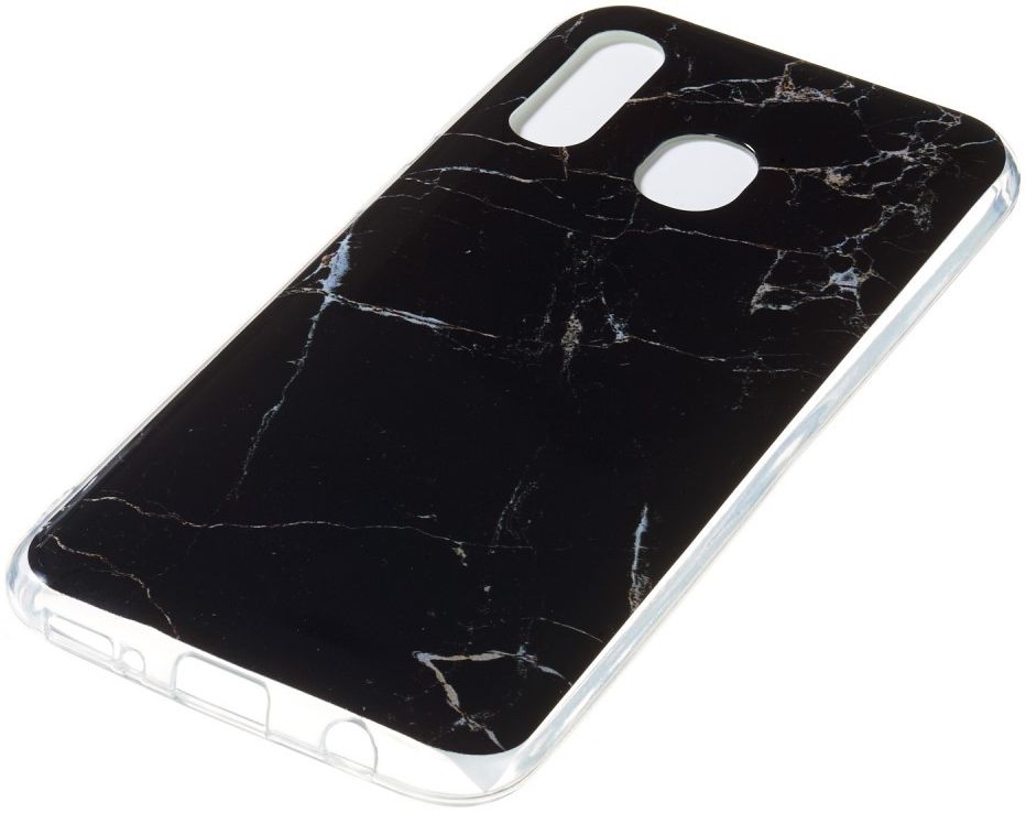 Samsung Galaxy A40 TPU Back Cover met Marmer Print Zwart afbeelding 2