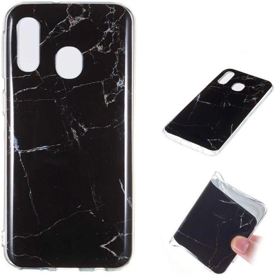 Samsung Galaxy A40 TPU Back Cover met Marmer Print Zwart afbeelding 5