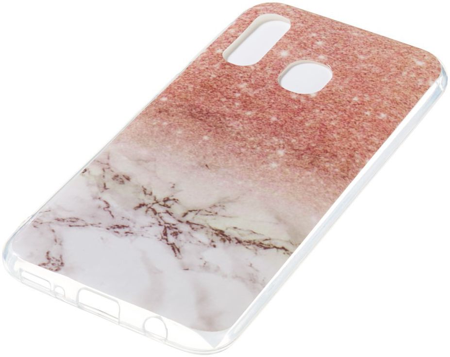 Samsung Galaxy A40 TPU Back Cover met Marmer Print Roze afbeelding 2