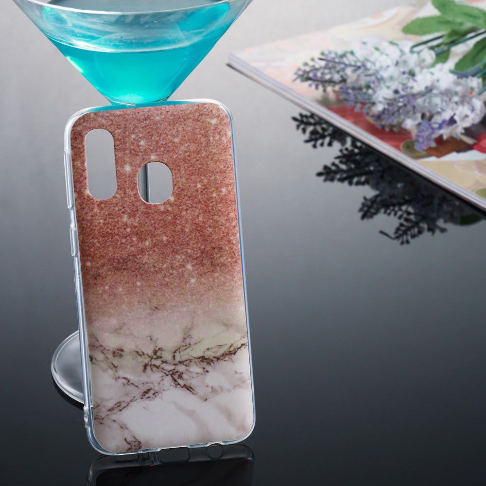 Samsung Galaxy A40 TPU Back Cover met Marmer Print Roze afbeelding 4