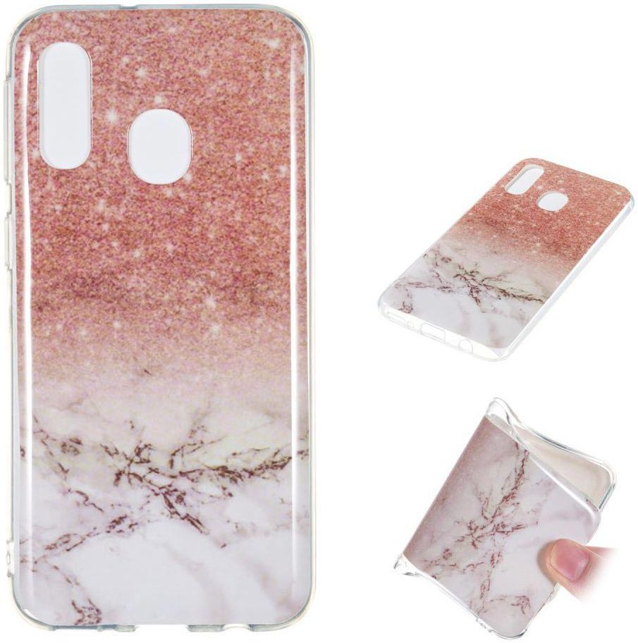 Samsung Galaxy A40 TPU Back Cover met Marmer Print Roze afbeelding 5
