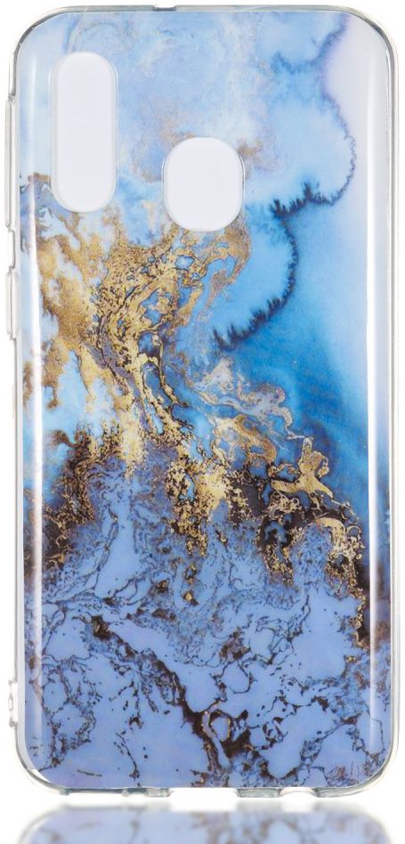 Samsung Galaxy A40 TPU Back Cover met Marmer Print Blauw afbeelding 1