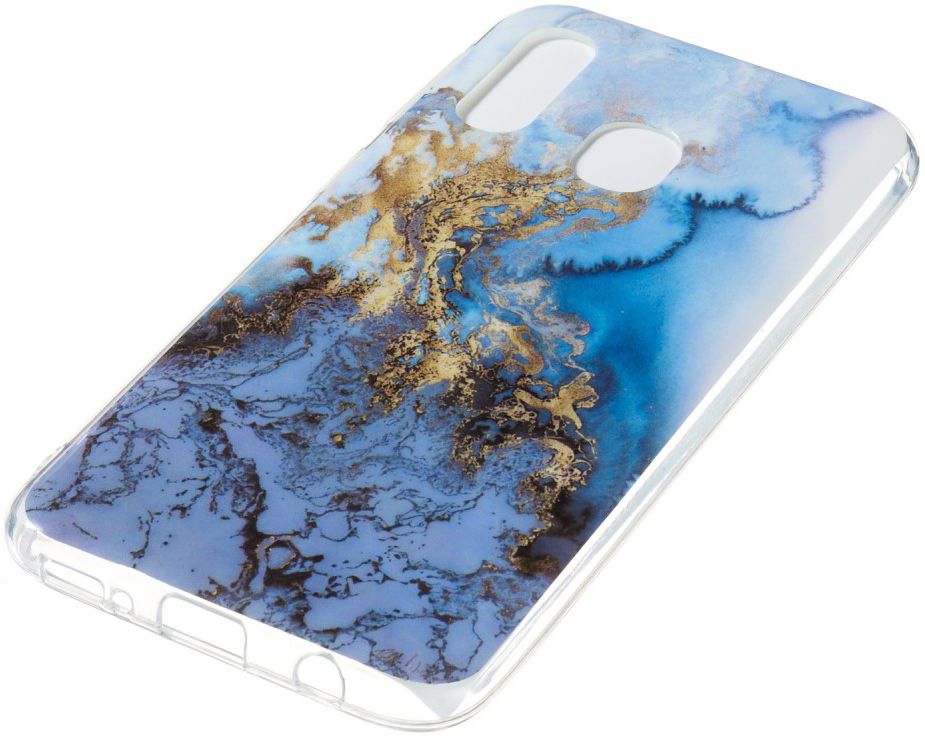 Samsung Galaxy A40 TPU Back Cover met Marmer Print Blauw afbeelding 2
