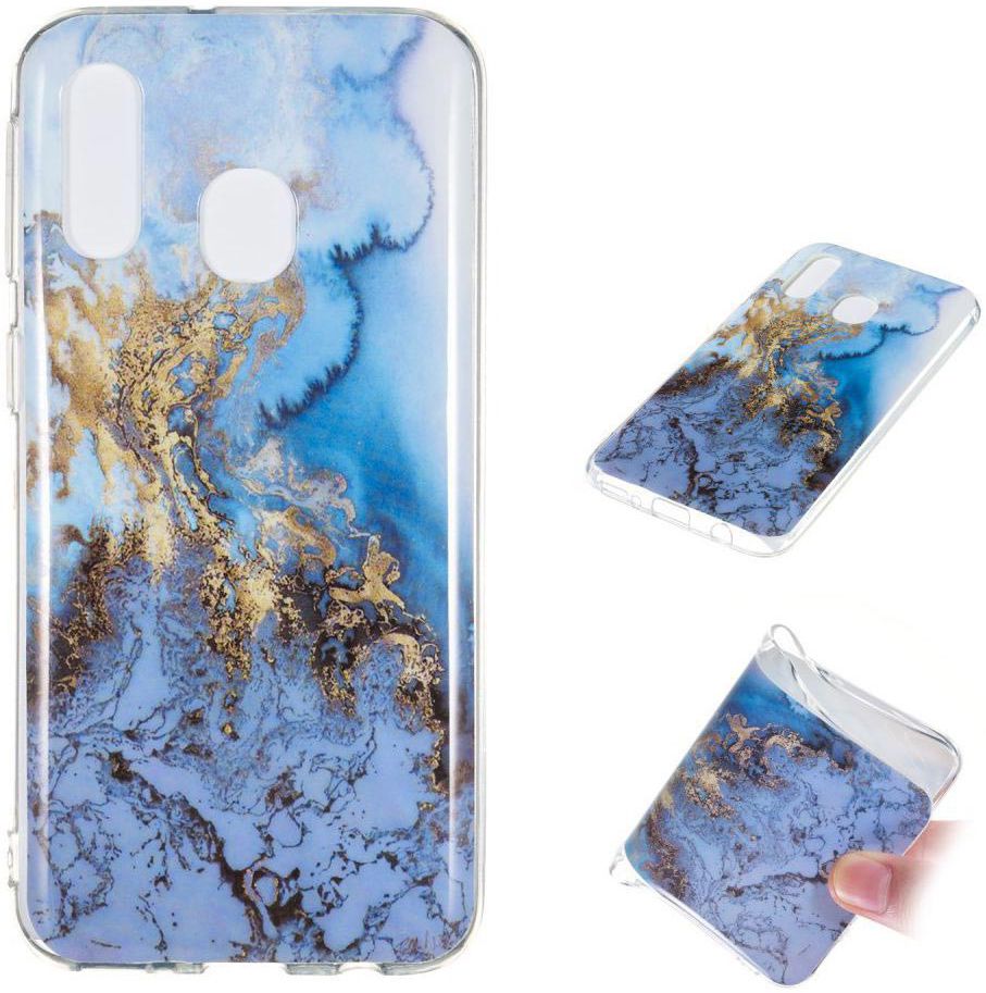 Samsung Galaxy A40 TPU Back Cover met Marmer Print Blauw afbeelding 5