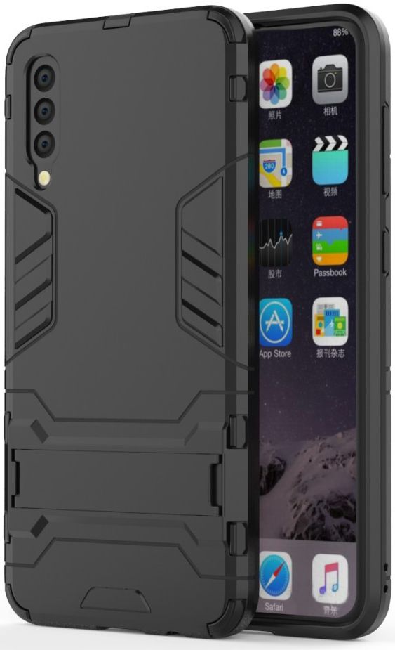 Samsung Galaxy A50 Shock Proof Back Cover Hoesje Hybride Stand Zwart afbeelding 1