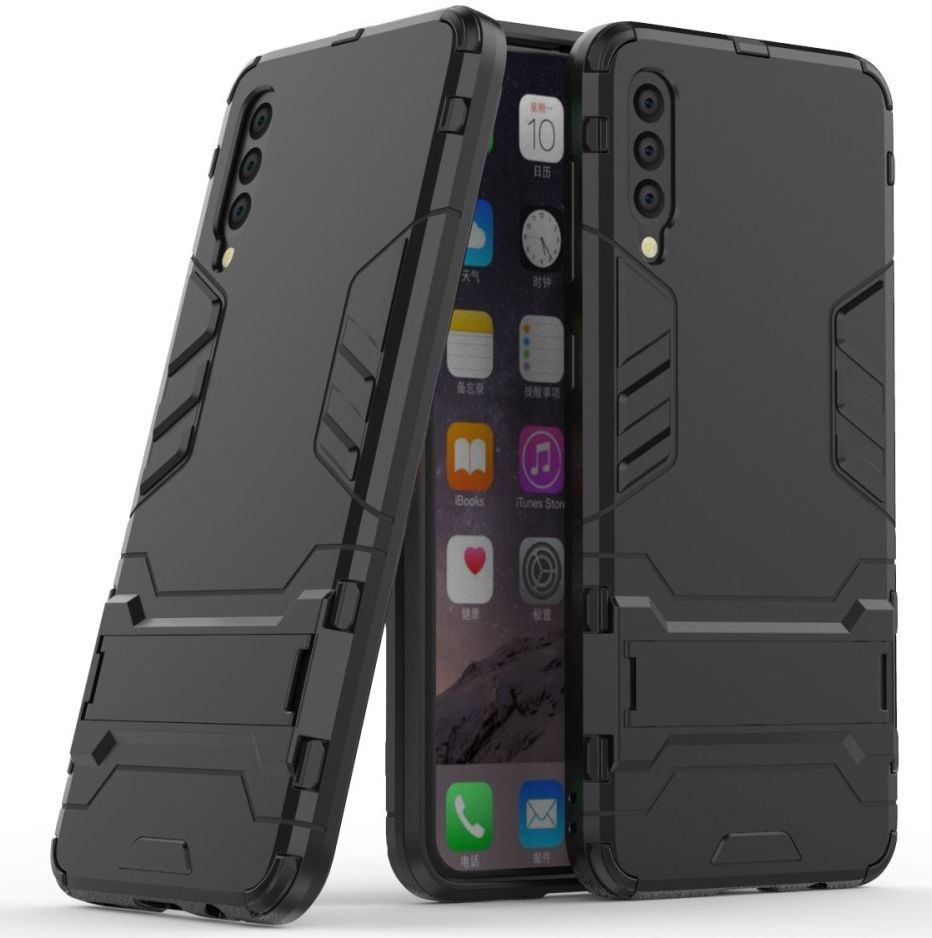 Samsung Galaxy A50 Shock Proof Back Cover Hoesje Hybride Stand Zwart afbeelding 2