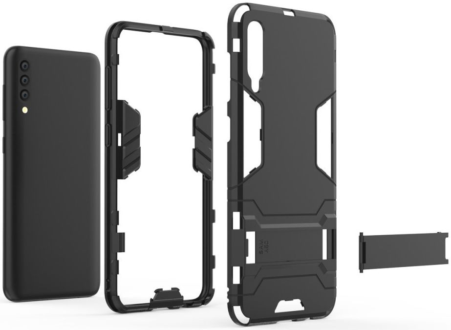 Samsung Galaxy A50 Shock Proof Back Cover Hoesje Hybride Stand Zwart afbeelding 3