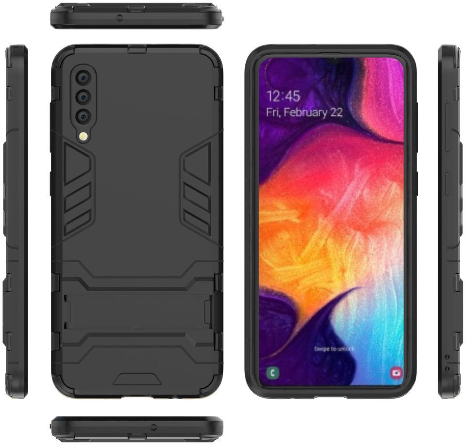 Samsung Galaxy A50 Shock Proof Back Cover Hoesje Hybride Stand Zwart afbeelding 7