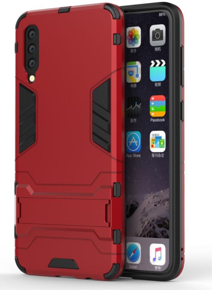 Samsung Galaxy A50 Shock Proof Back Cover Hoesje Hybride Stand Rood afbeelding 1