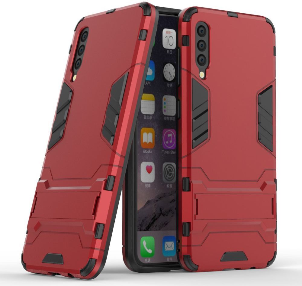 Samsung Galaxy A50 Shock Proof Back Cover Hoesje Hybride Stand Rood afbeelding 2