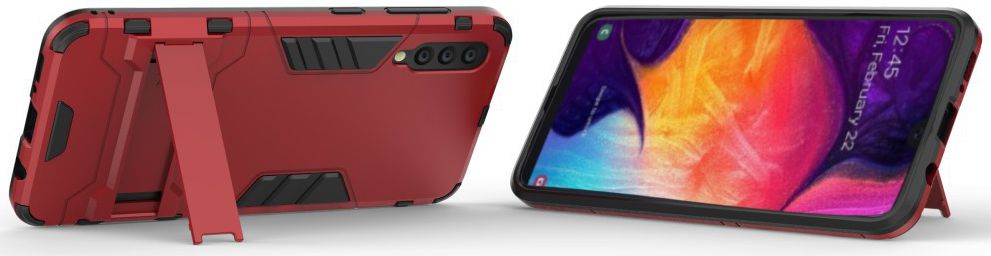 Samsung Galaxy A50 Shock Proof Back Cover Hoesje Hybride Stand Rood afbeelding 3